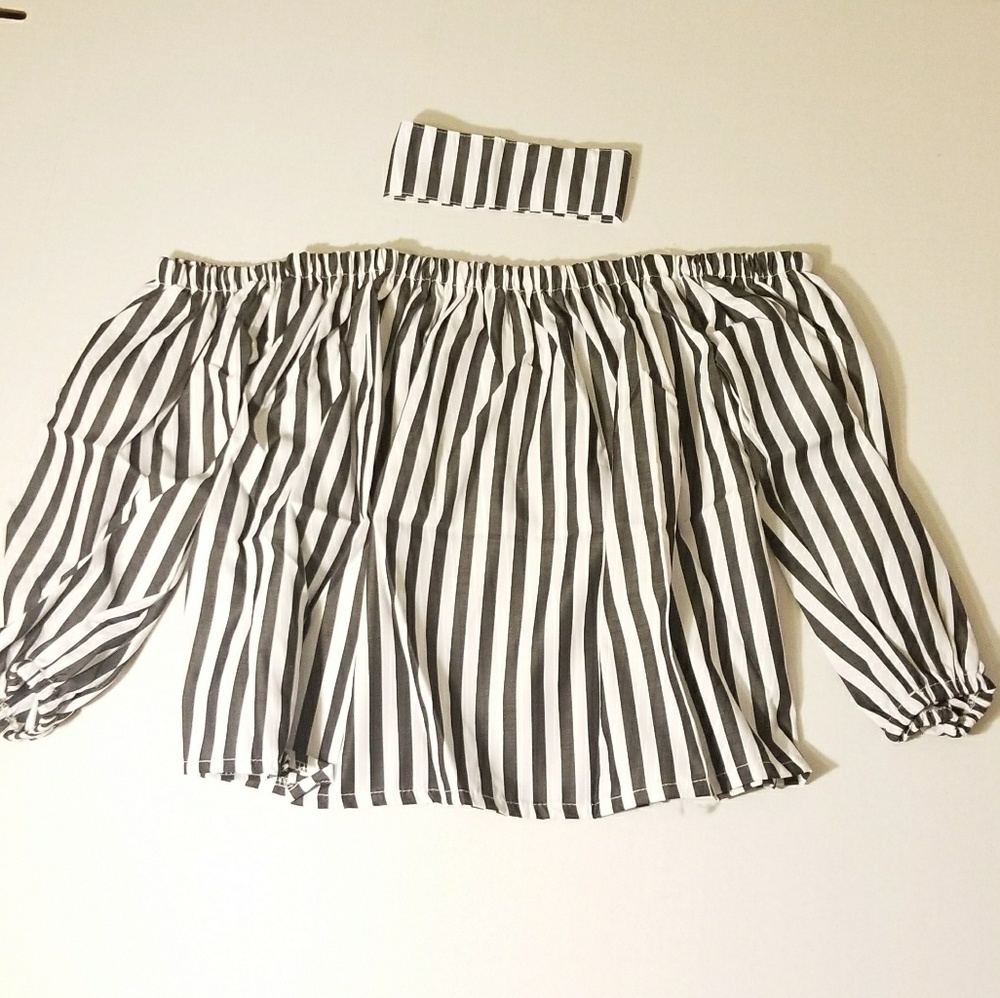 HOST PICK! Finn Striped off shoulder choker top - Picture 4 of 5